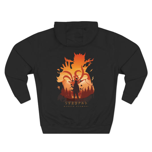 Three-Panel Fleece Hoodie with Anime-Inspired Designs