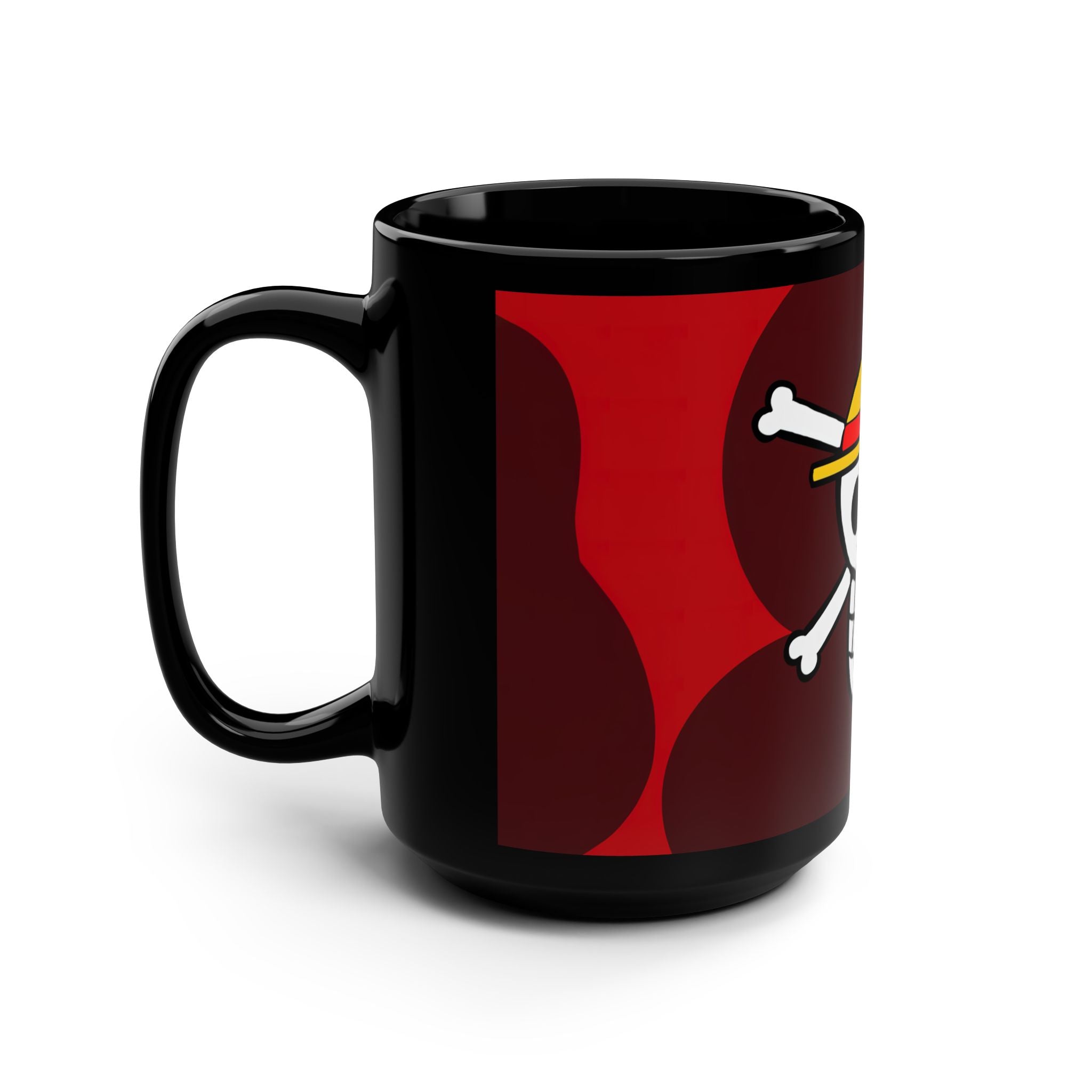 Pirate-themed Coffee Mug, Anime Lover Gift, Unique 15oz Black Mug, Perfect for Birthdays, Sweet Treats, and Cozy Nights
