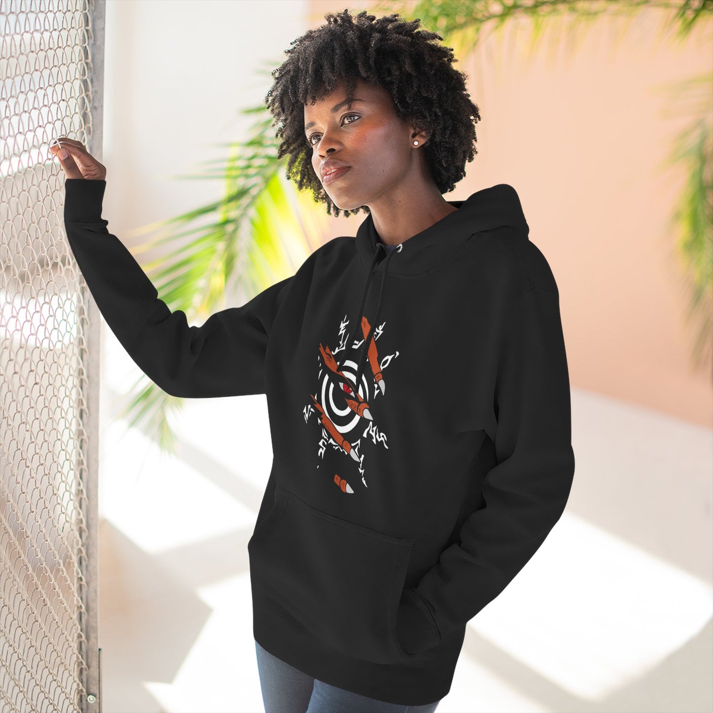 Three-Panel Fleece Hoodie with Anime-Inspired Designs