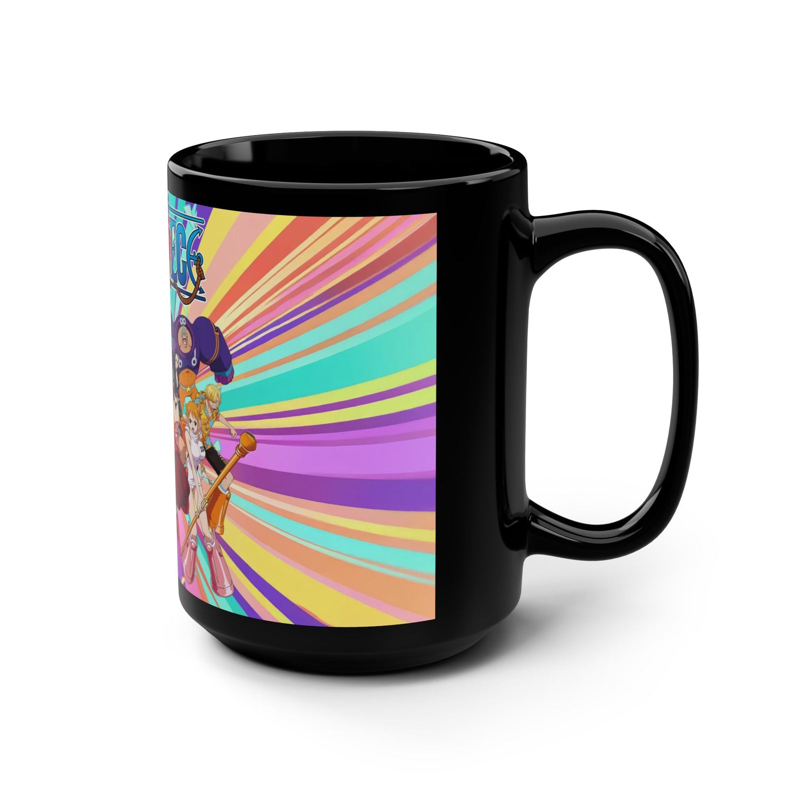 One Piece Black Mug, 15oz - Anime Lover Gift, Collector's Item, Cartoon Artwork, Tea/Coffee Mug, Vibrant Design