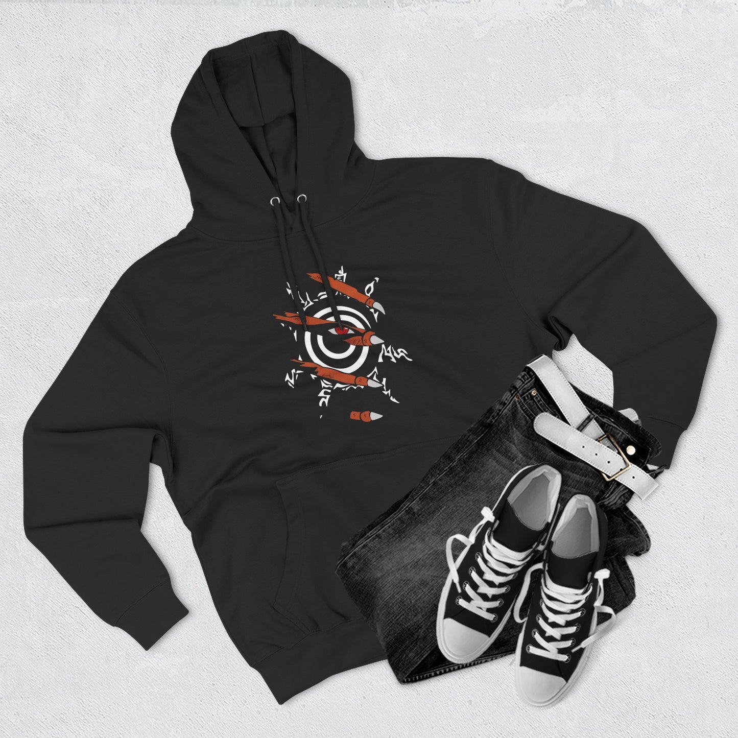 Three-Panel Fleece Hoodie with Anime-Inspired Designs