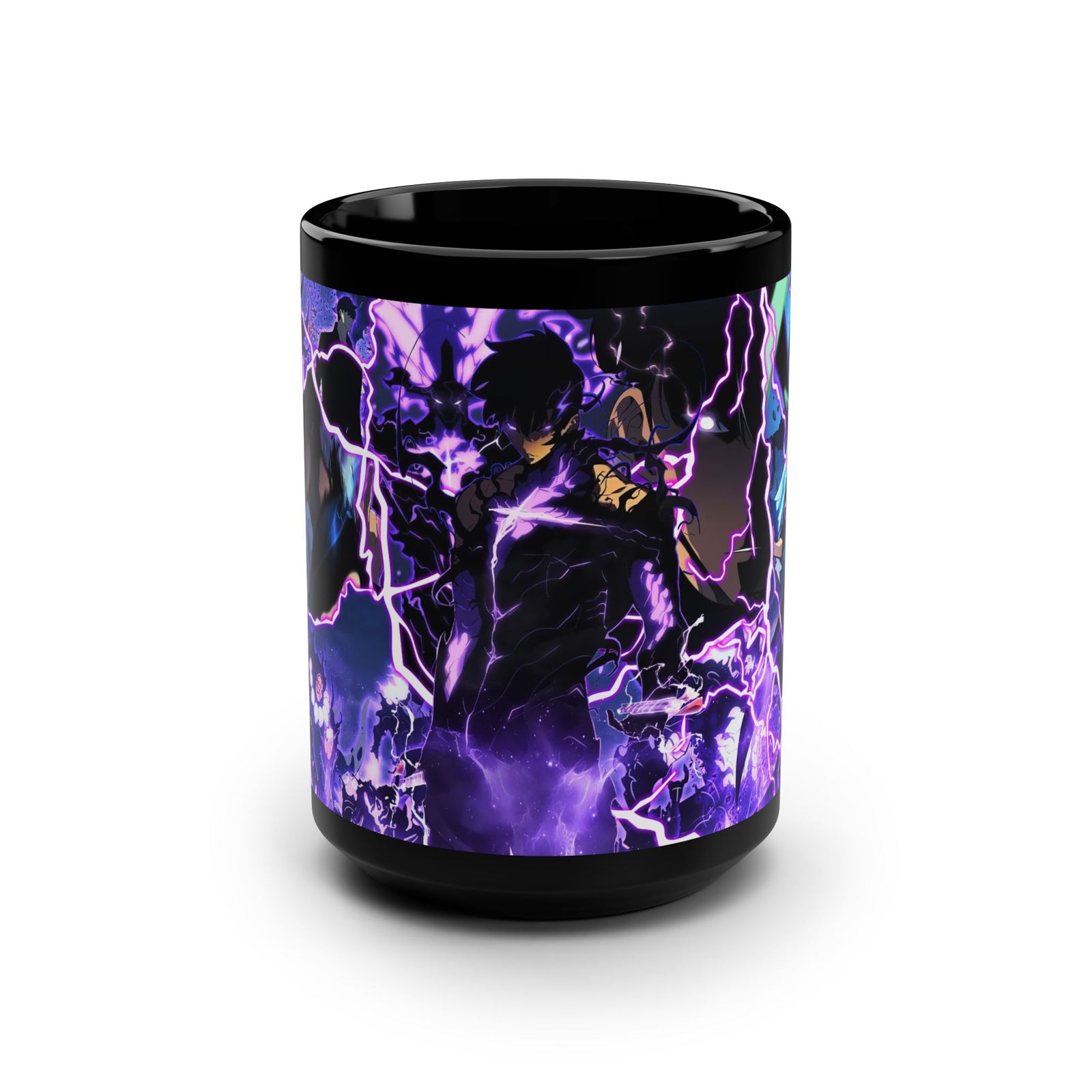 Electric Vibes Black Mug, 15oz | Anime Mug, Gift for Him, Coffee Lover, Unique Design, Kitchen Decor