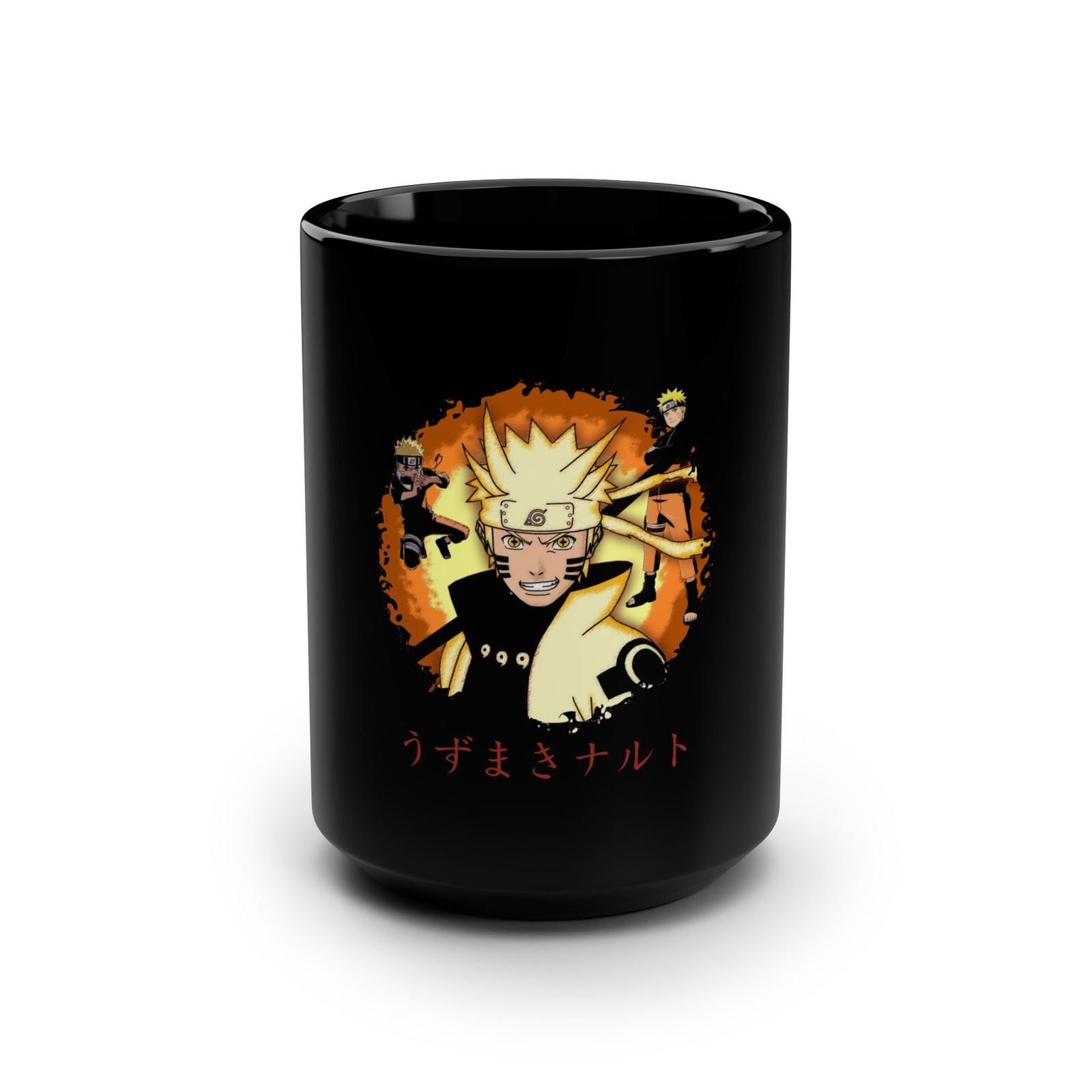 Naruto Black Mug, Anime Coffee Cup, 15oz Gift for Fans, Perfect for Birthdays, Holidays, Collectibles, Japanese Art