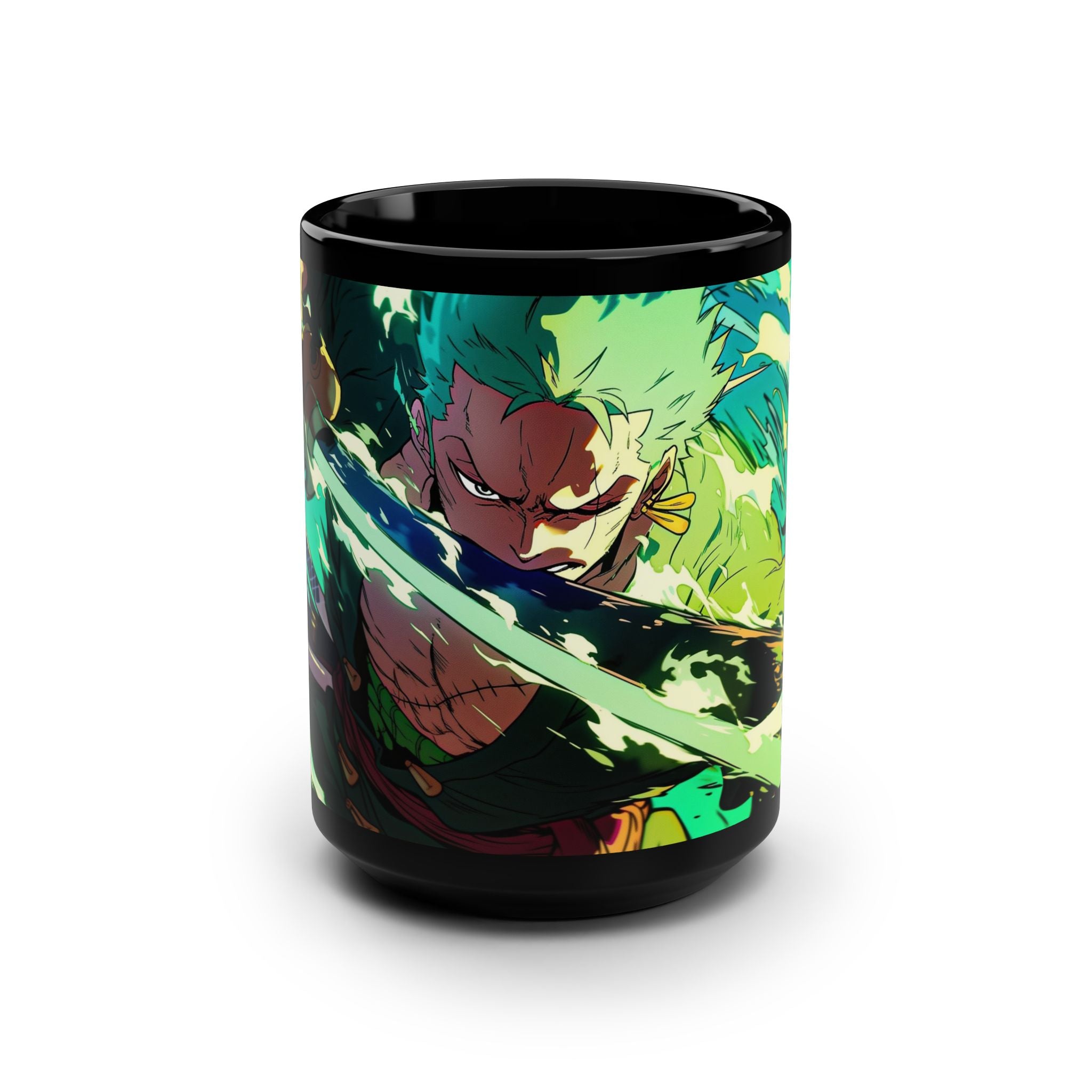 Anime-Inspired Black Mug, 15oz Coffee Cup, Tea Mug for Fans, Collectible Drinkware, Perfect Gift for Birthdays, Holidays