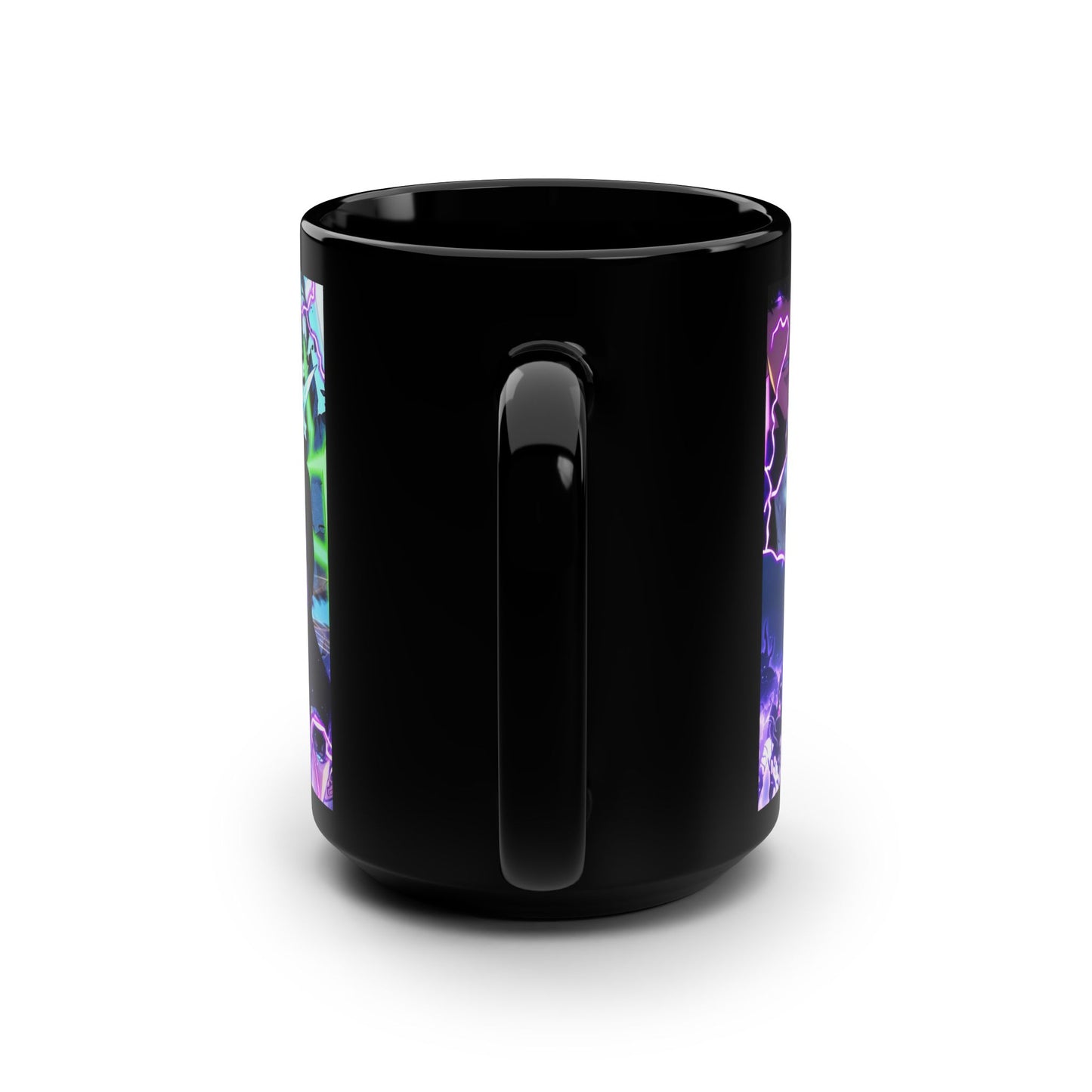 Electric Vibes Black Mug, 15oz | Anime Mug, Gift for Him, Coffee Lover, Unique Design, Kitchen Decor