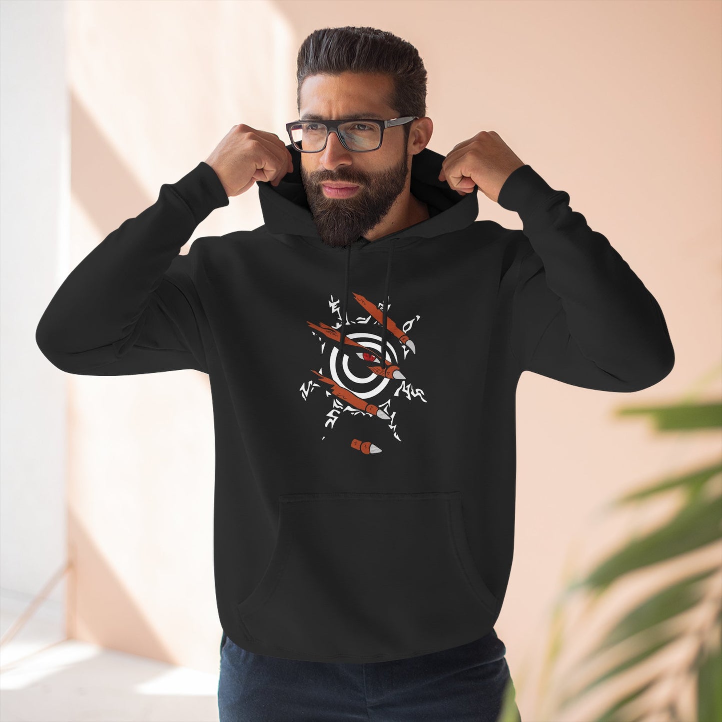 Three-Panel Fleece Hoodie with Anime-Inspired Designs